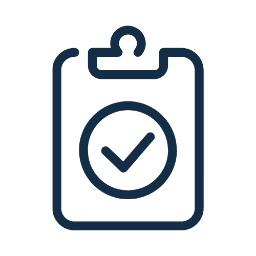 Icon of a clipboard with a checkmark.