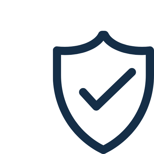 A shield with a checkmark symbol, representing security or protection.