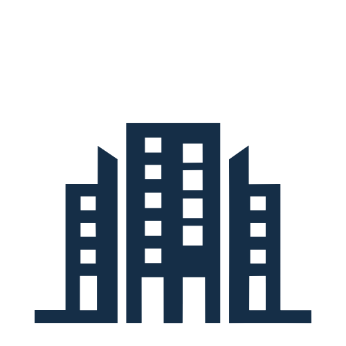 Icon of multiple tall buildings, representing a cityscape.