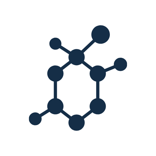 Diagram of a chemical structure with interconnected circles representing molecules.