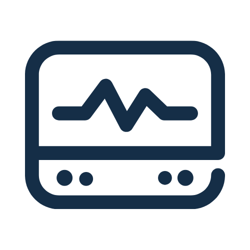 Icon of a monitor with a heart rate or electrocardiogram line.