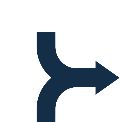 A black and blue fork in the road sign indicating a split in options.