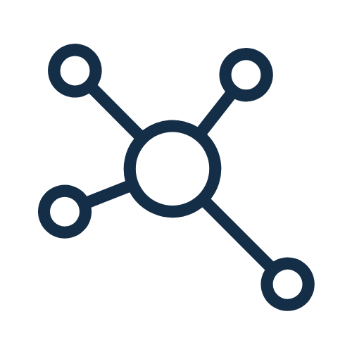 Diagram of a central circle connected to four surrounding circles with lines, representing a network or molecule structure.