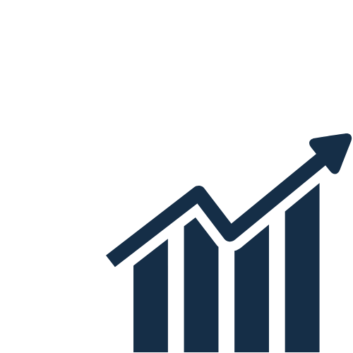 Graph with an upward arrow indicating growth or increase.