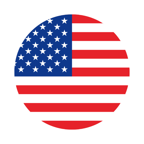A circular icon featuring the American flag with stars and stripes.