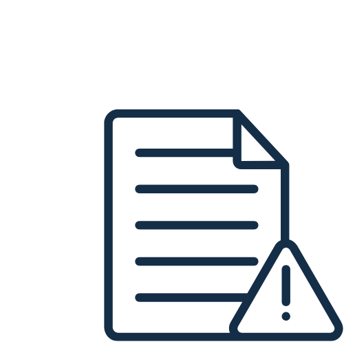An icon of a document with a warning triangle containing an exclamation mark.