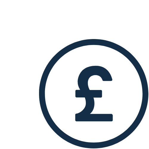 Facebook logo with a British pound currency symbol in the center.