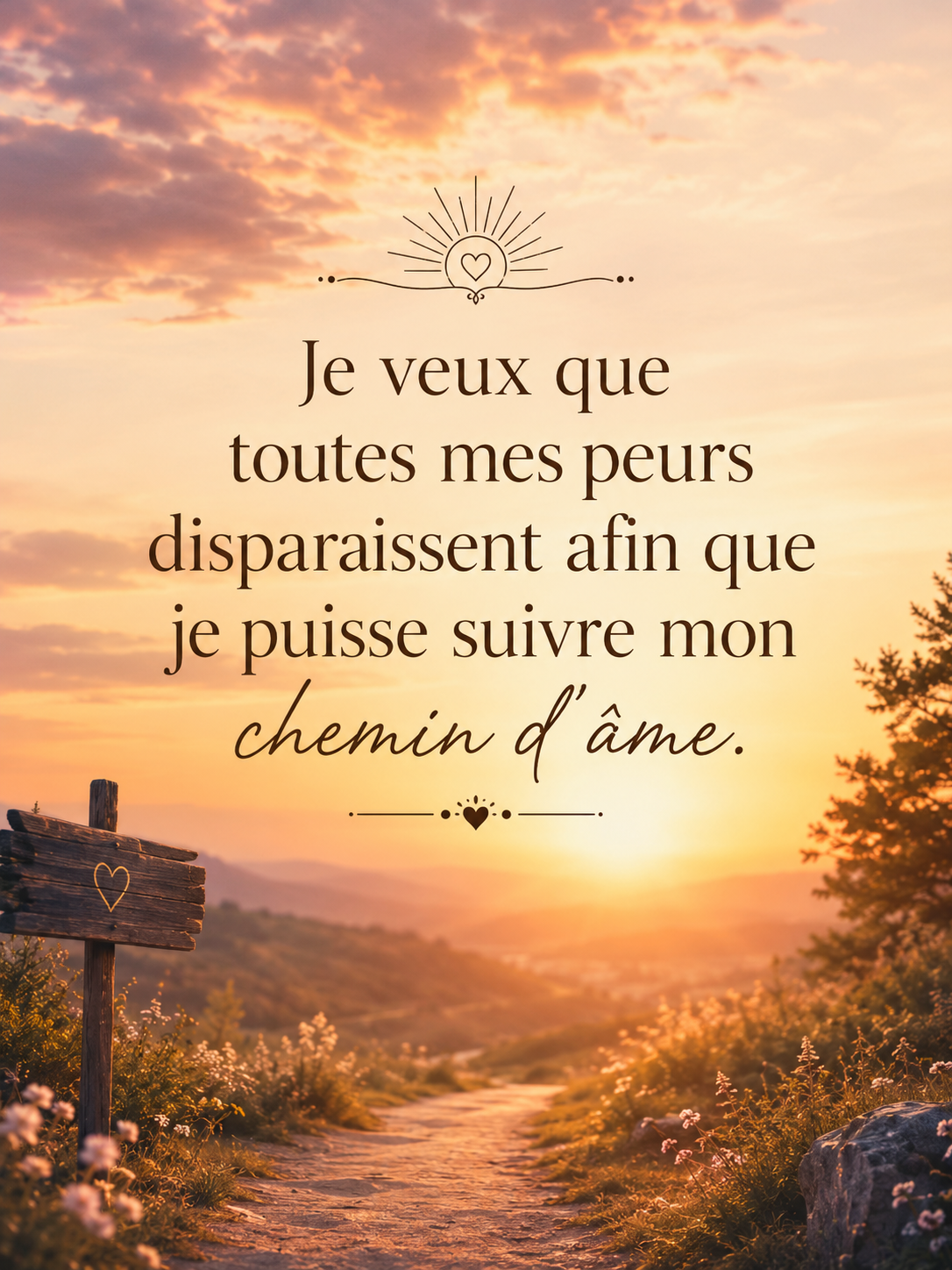Je veux que toutes mes peurs disparaissent afin que je puisse suivre mon chemin d'âme