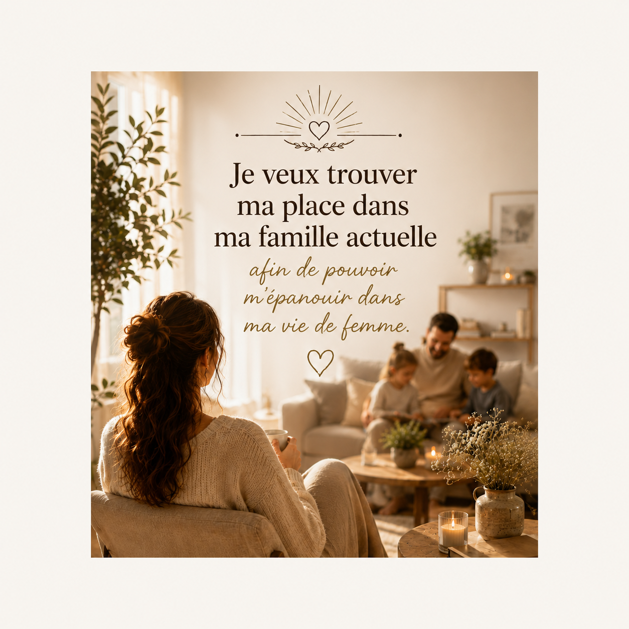 Je veux trouver ma place dans ma famille actuelle afin de pouvoir m'épanouir dans ma vie de femme