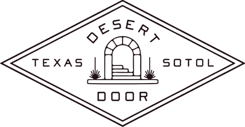 A logo with a diamond shape containing the words 'TEXAS DESERT SOTOL DOOR' and an archway with plants on either side.