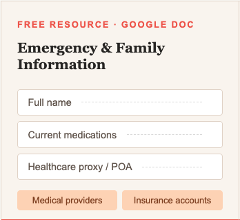 Leo emergency contacts document for family preparedness