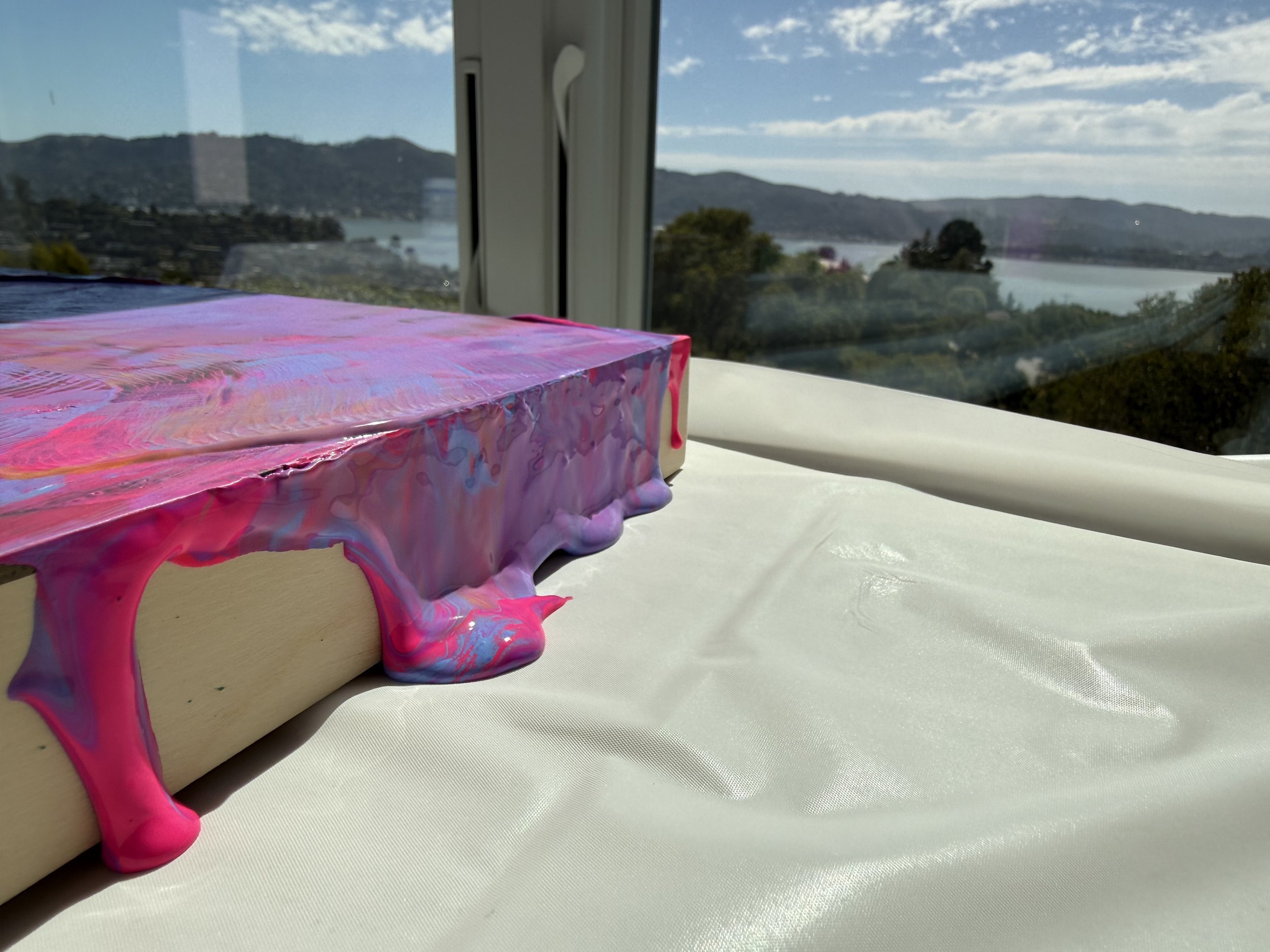 Paint colors inspired by San Francisco sunsets in Amy Buckner Chowdhry's Tiburon art studio.