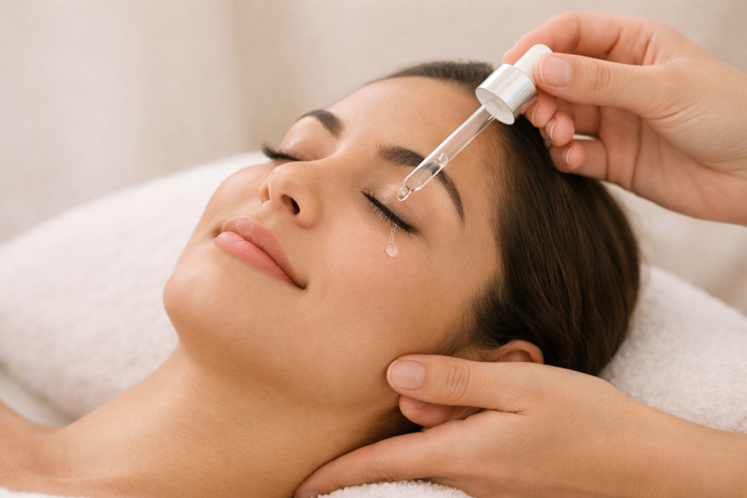 Facial serum application during skincare treatment at Skin Vault Spa Thornhill