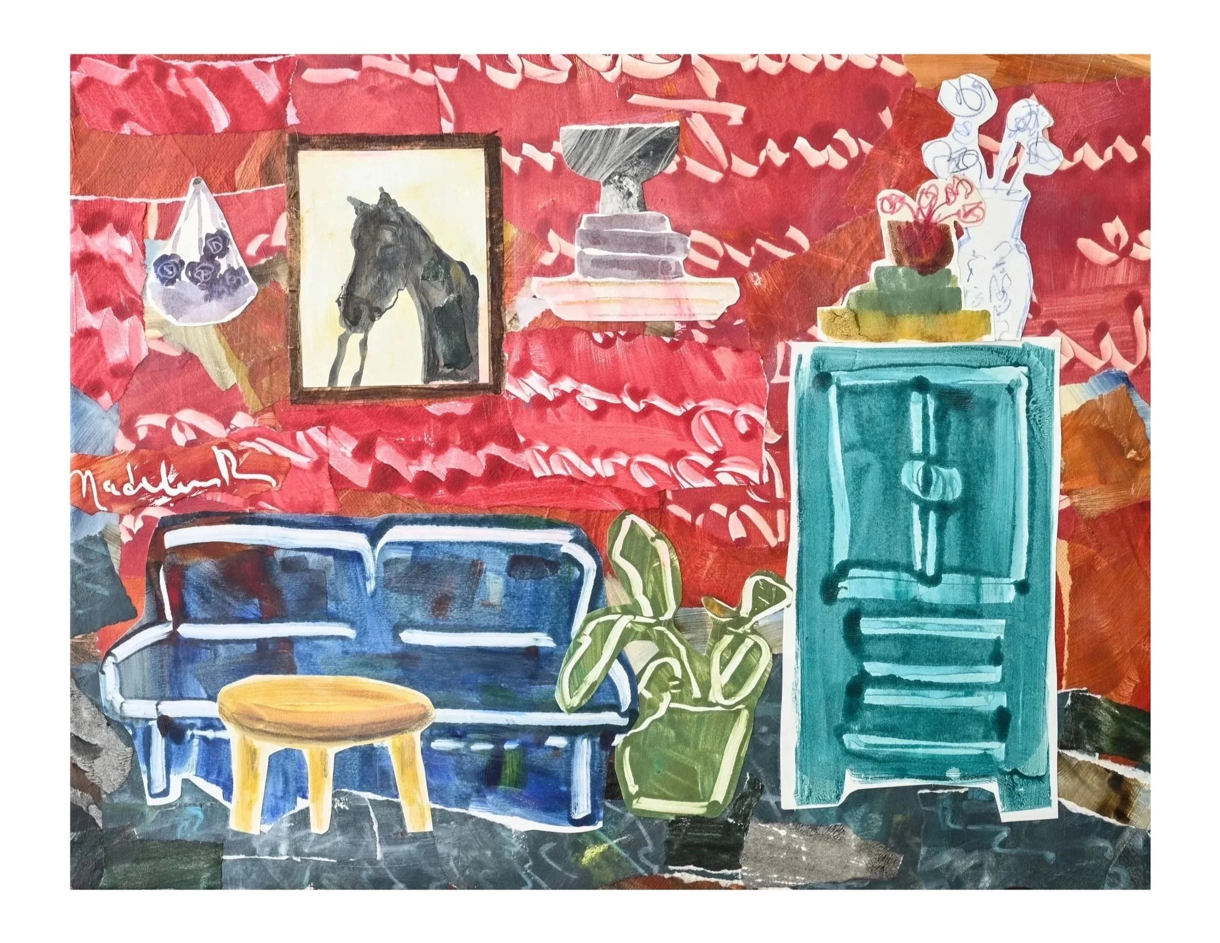 Remembering  Babieca  (Collage on Canvas)