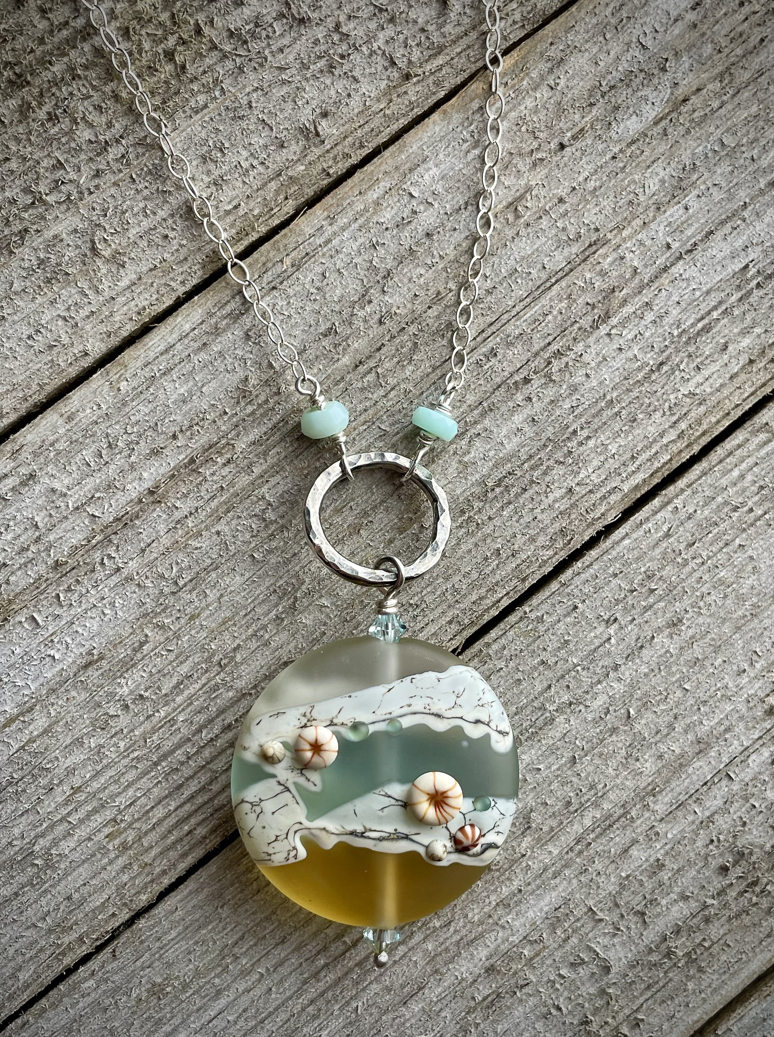 Ebb and Flow lamp-work bead necklace- 21"
