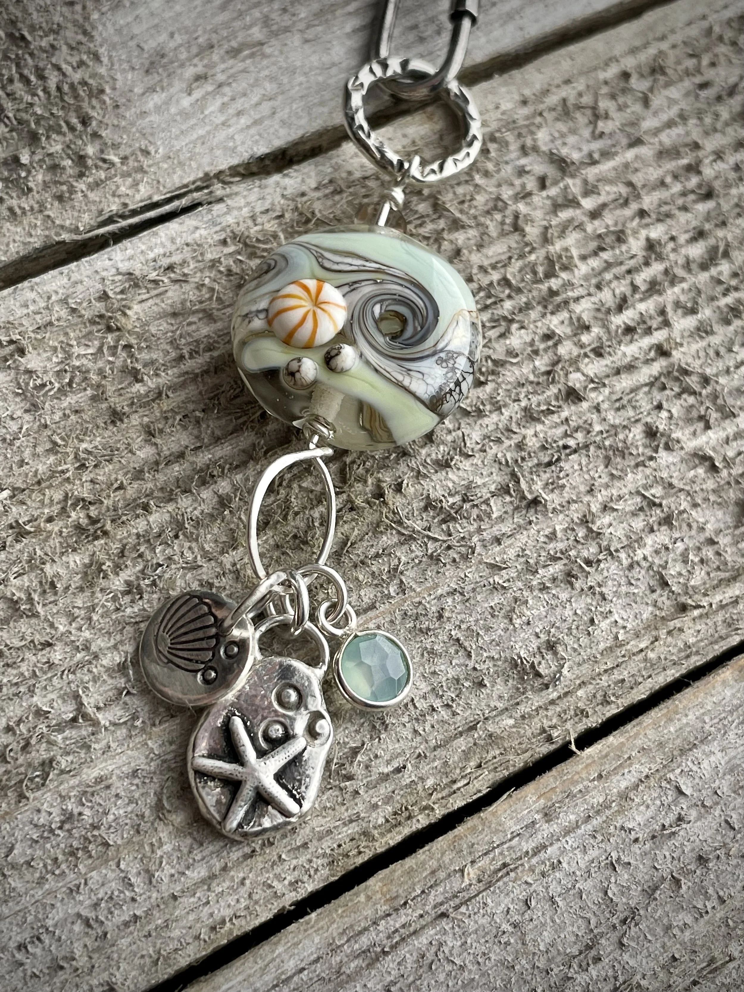 In the Tidal Pool - 19" front clasp Sterling silver necklace