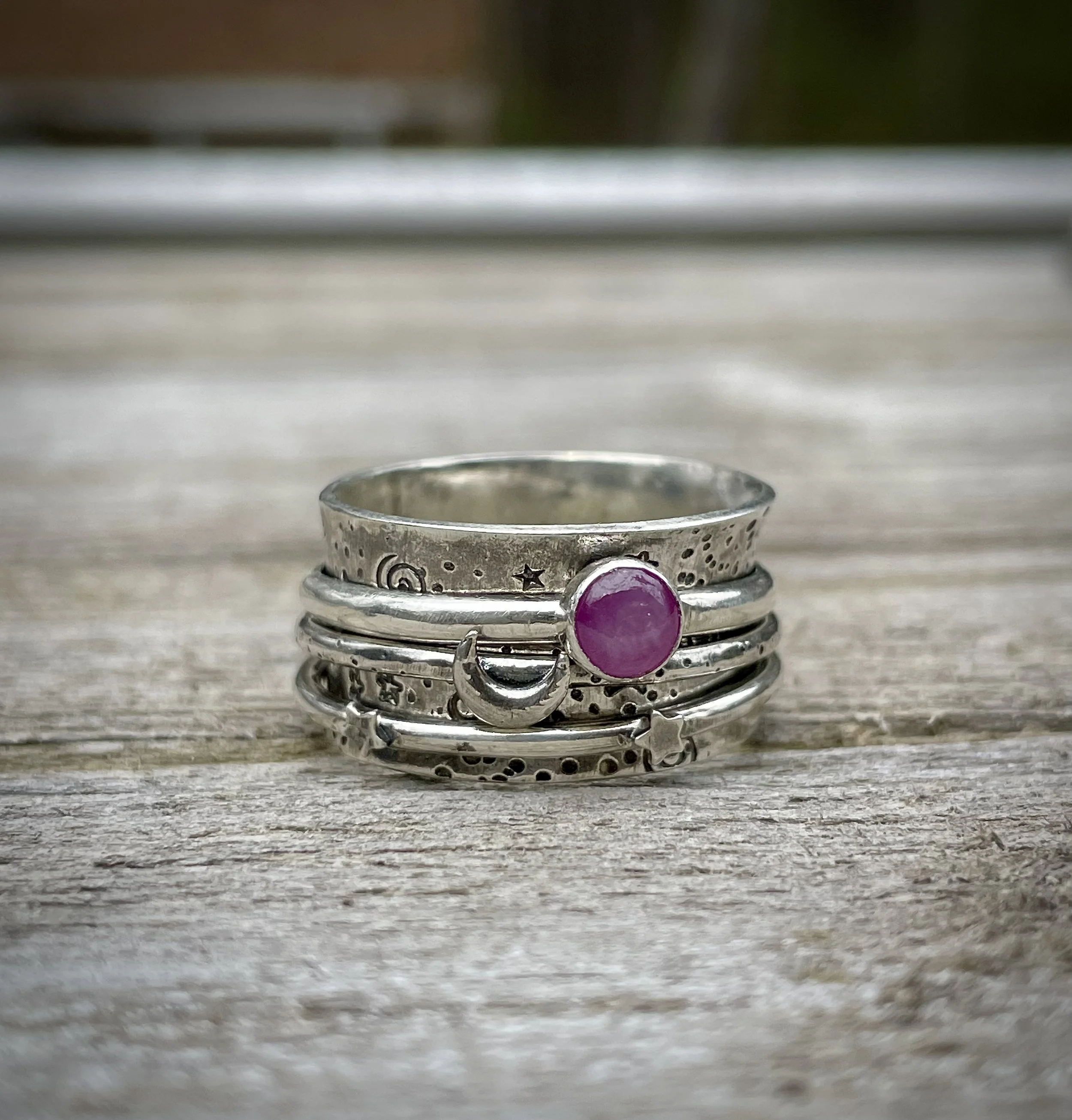Celestial Pink Sapphire Spinner Ring – Size 10