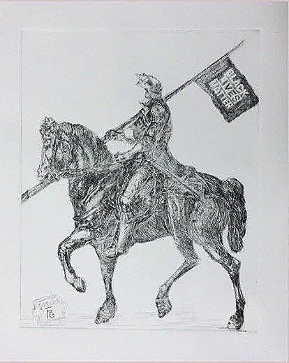 Intaglio 'BLM', Dürer inspiried style. 11"x11" Available. 