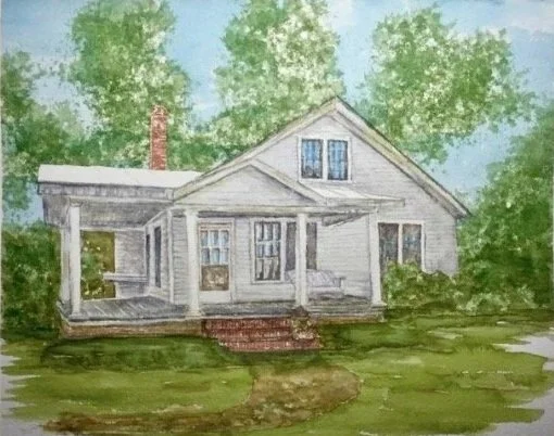 'Old Home Place' watercolor. Private collection.