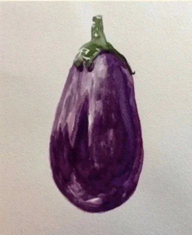 'Eggplant' watercolor. Private collection.