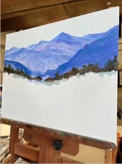 'Purple Mountains' watercolor study. Private collection.