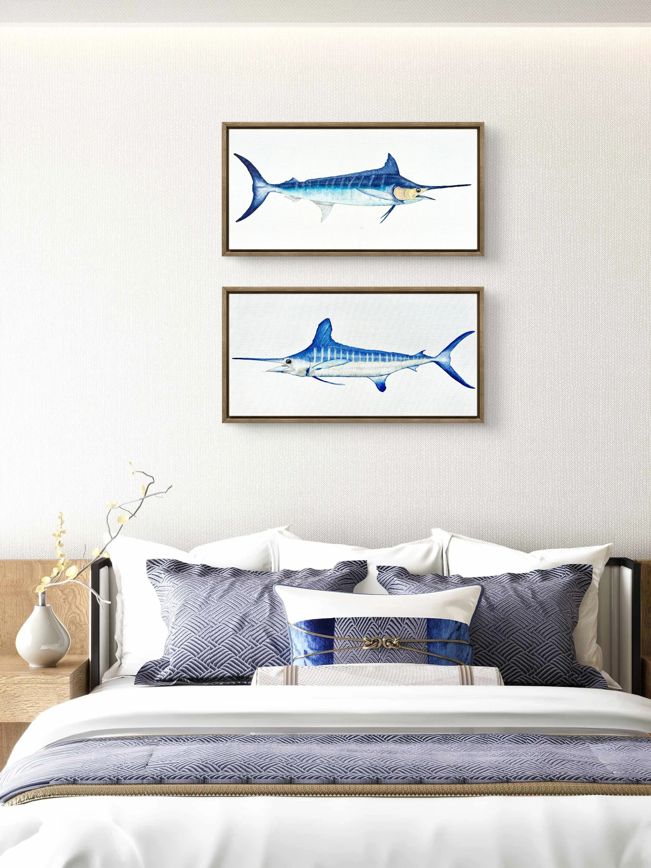 Here&rsquo;s my two most recent 12&rdquo; x 24&rdquo; commission pieces for @whiskeysportfishing @martin_scan !! 
I have a deep love and passion for the ocean and I love drawing fish so this was tons of fun. I&rsquo;m sad to see them go but I&rsquo;m