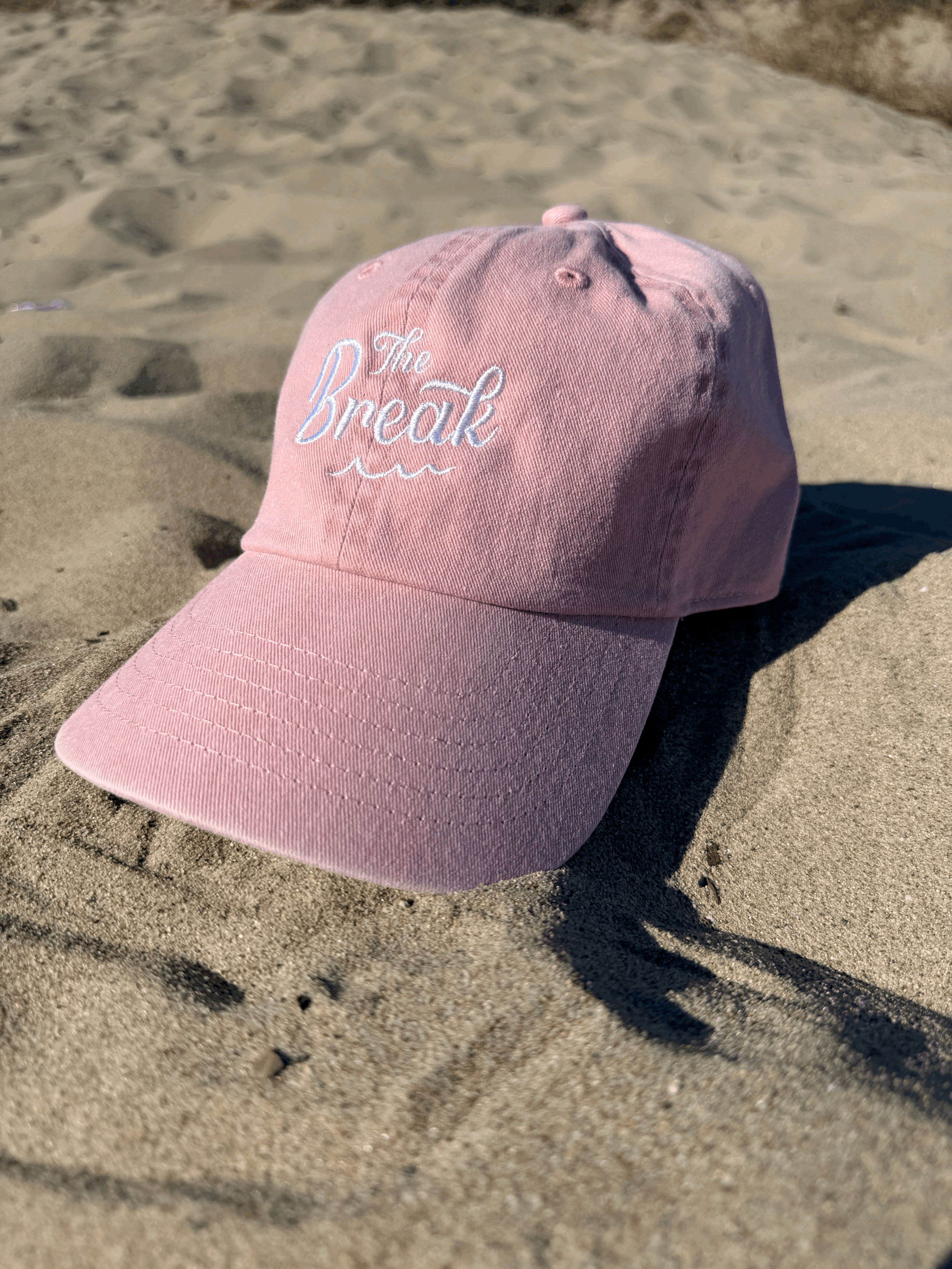 Pigment Dyed Baseball Caps with Embroidery: Shell Pink