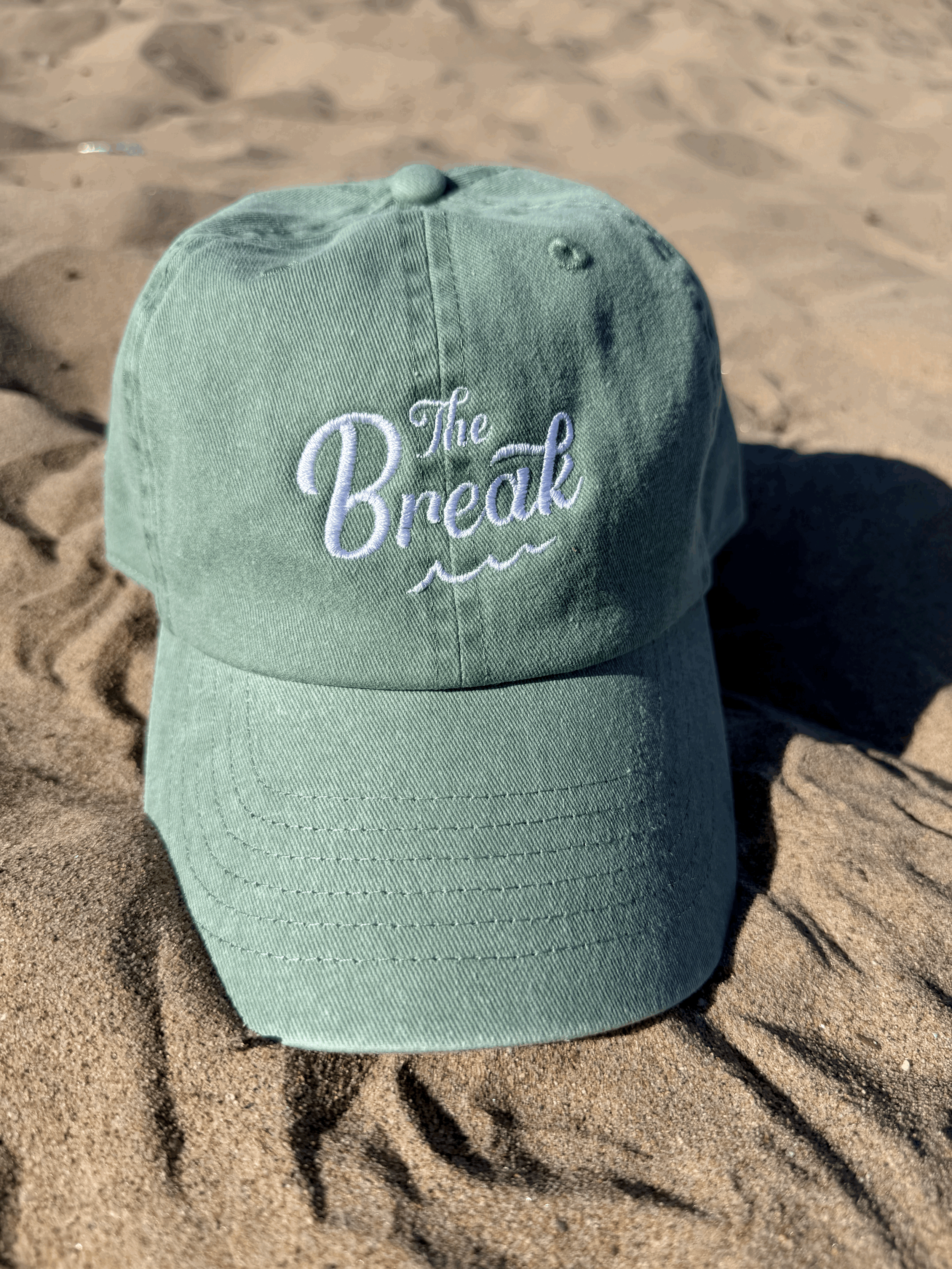 Pigment Dyed Baseball Caps with Embroidery: Mint Green