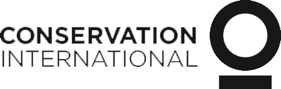Conservation International logo with black text and a black circle symbol