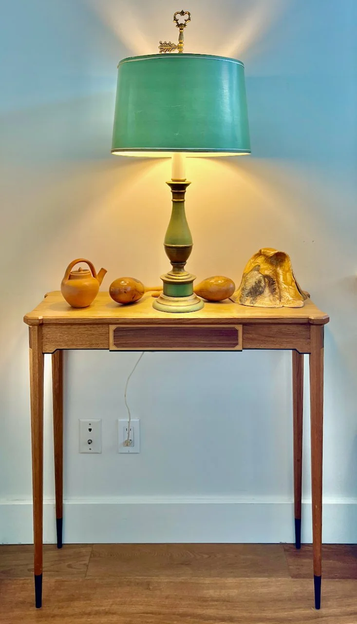 11½" deep, 32" wide, 33" tall.

Butternut, Rosewood, Ebony, Maple