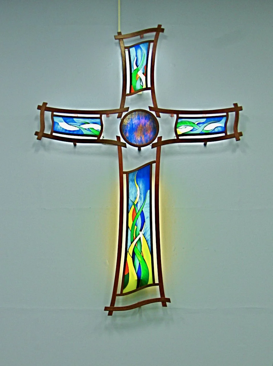 2" deep, 96" wide, 144" tall.

Purple Heart, Stained Glass