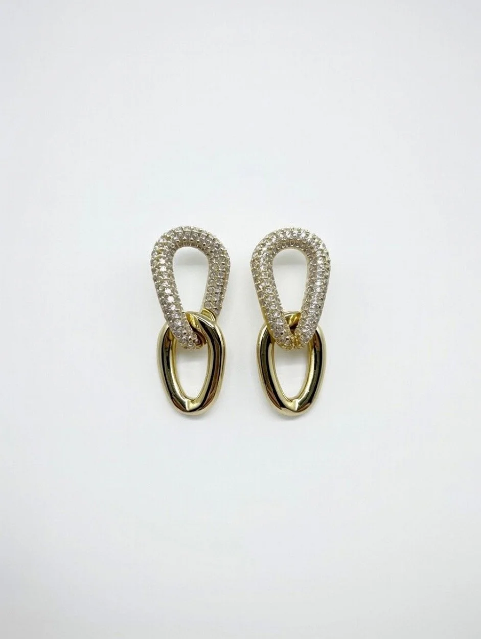 Oval link drop earrings(M)