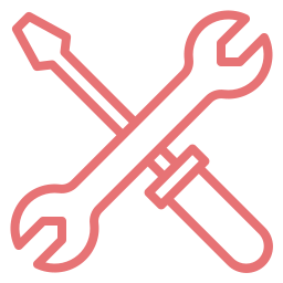 Icon of a wrench and screwdriver crossed over each other.