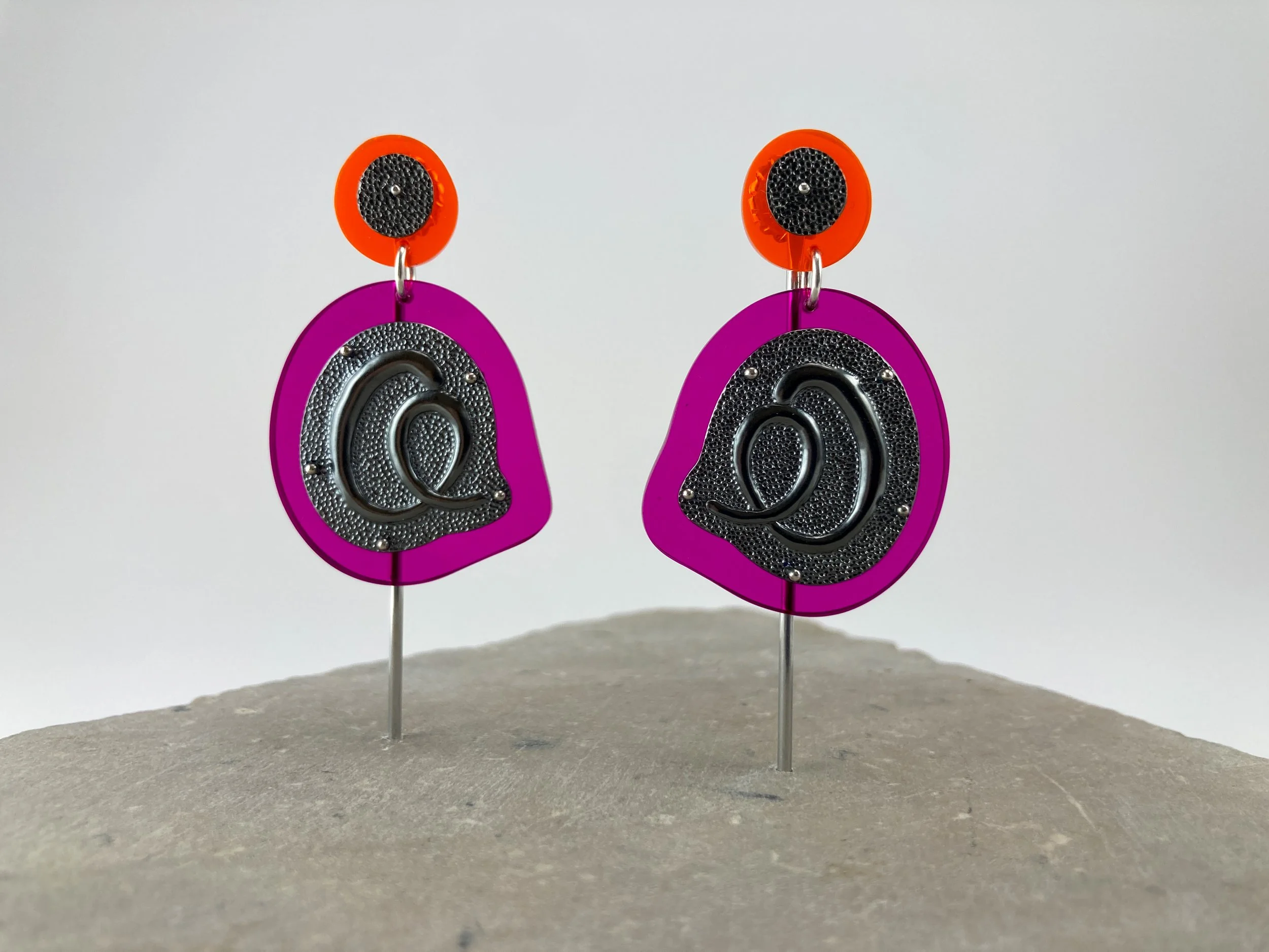 Spiral Earrings (Pink + Orange)