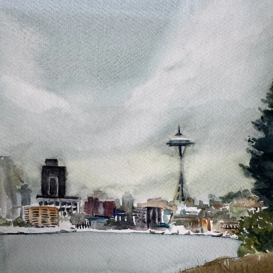 Space Needle on a rainy day