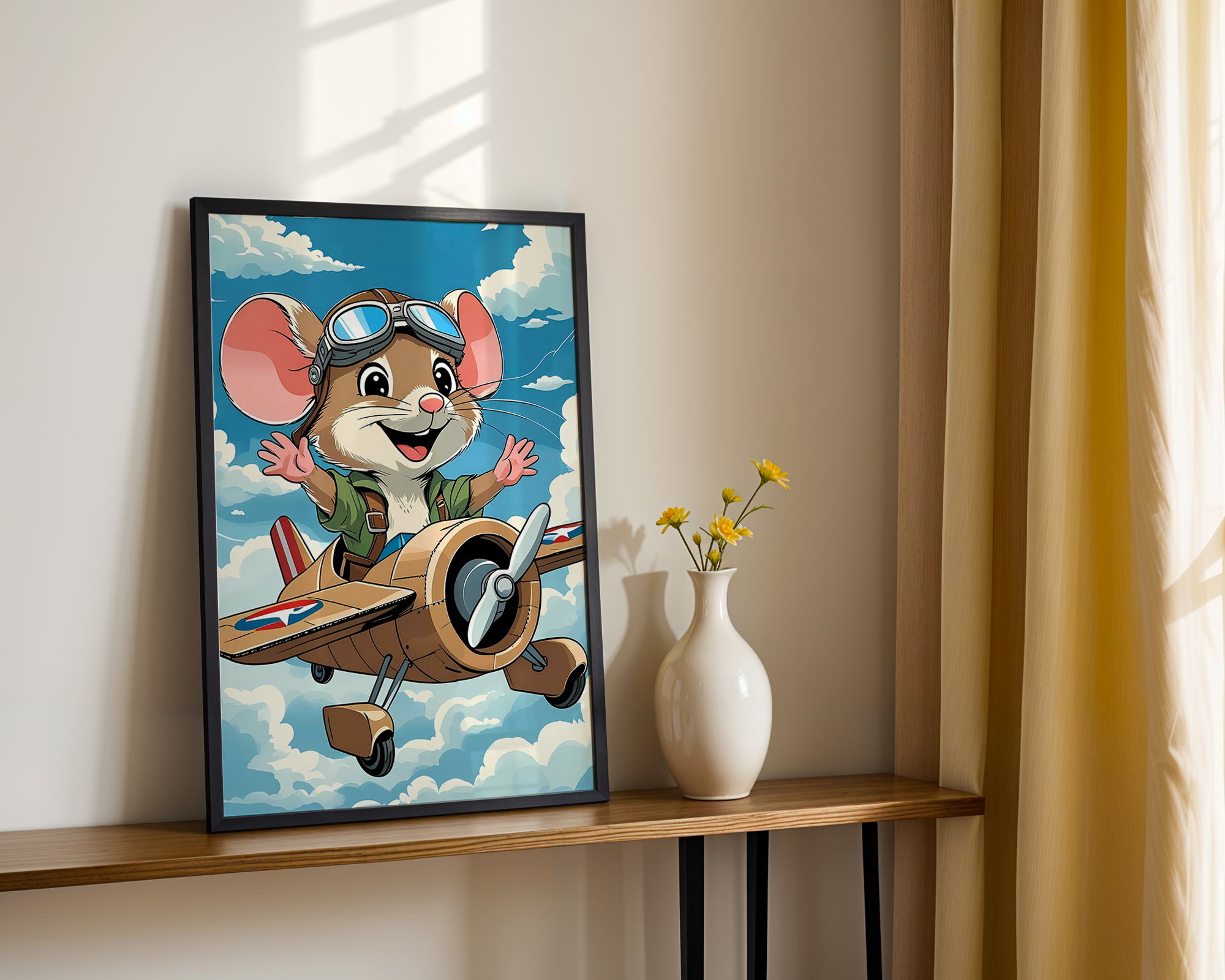 Sky Munchkin – Funny Flying Mouse Framed Poster