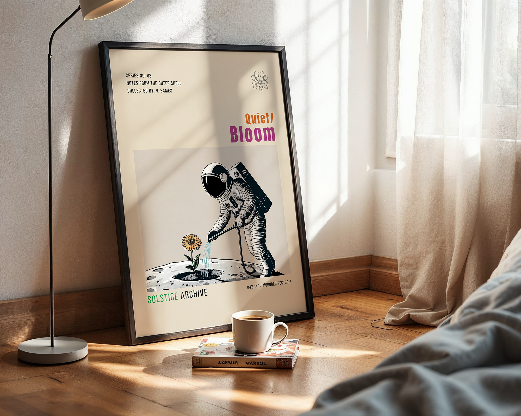 Quiet Bloom – Abstract Minimalist Framed Wall Art Print – Modern Design