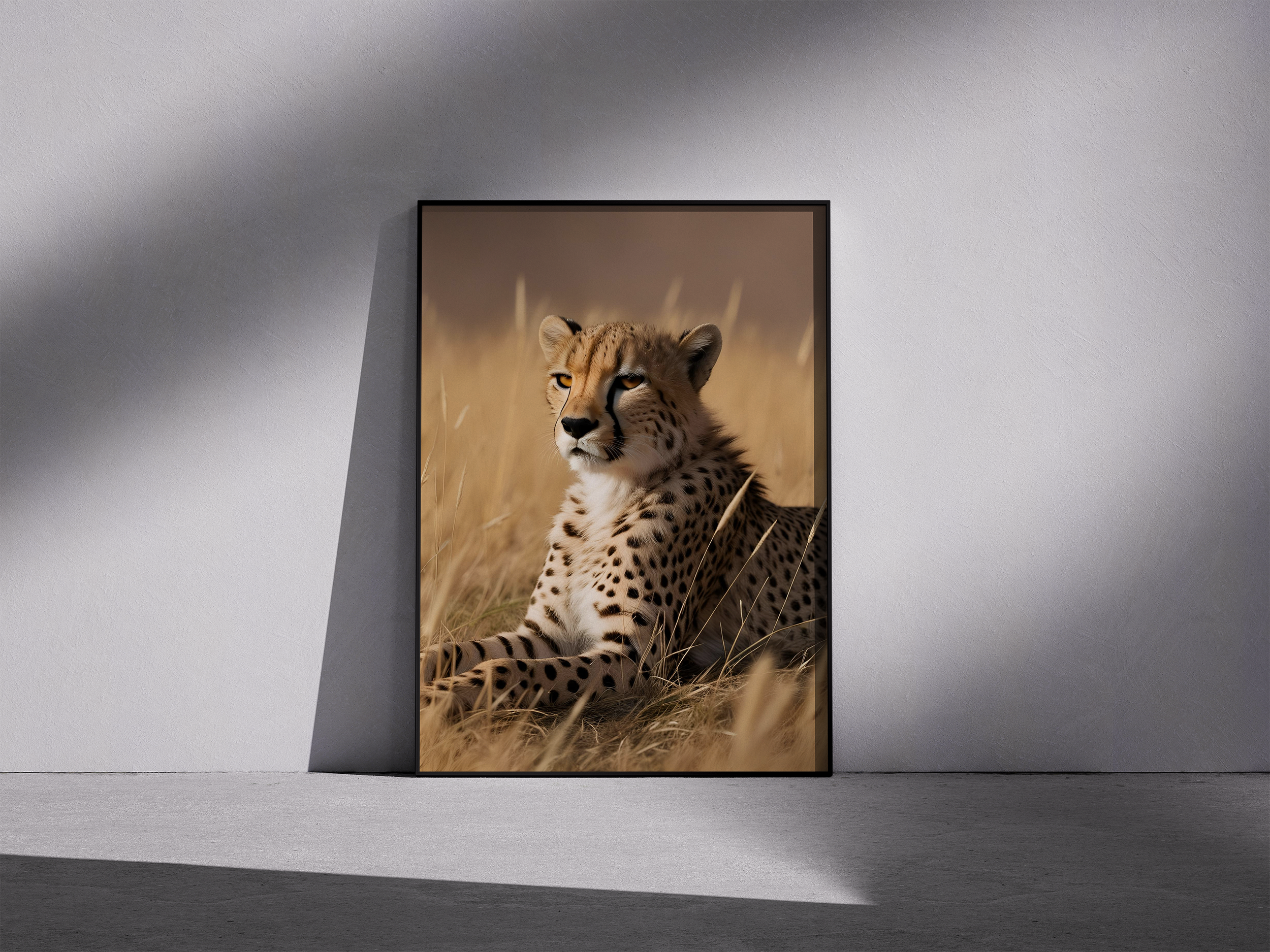 Cheetah Wall Art – Framed Wildlife Print for Animal Lovers And Modern Decor
