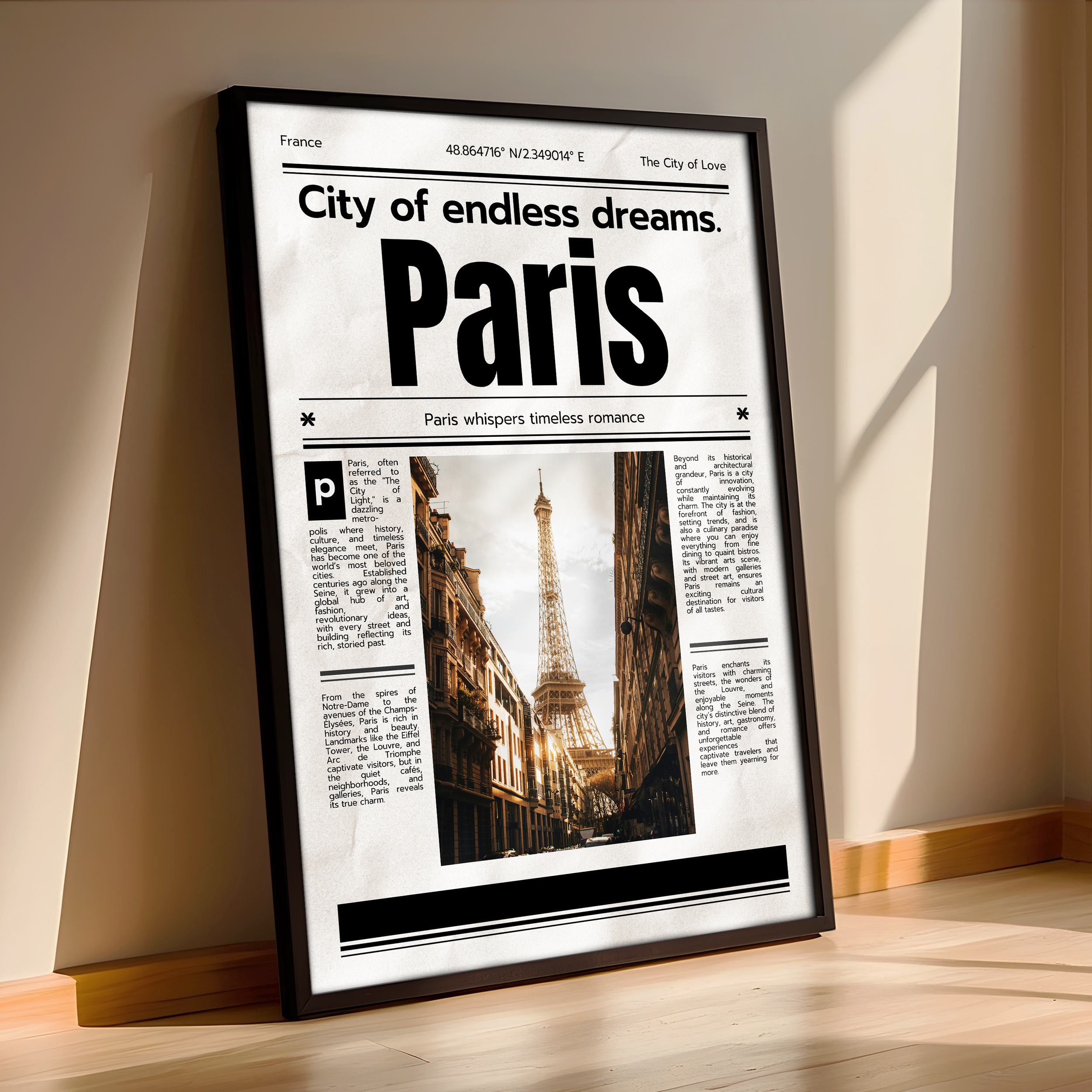 Framed Paris Poster - Timeless City Wall Art - Aesthetic Poster