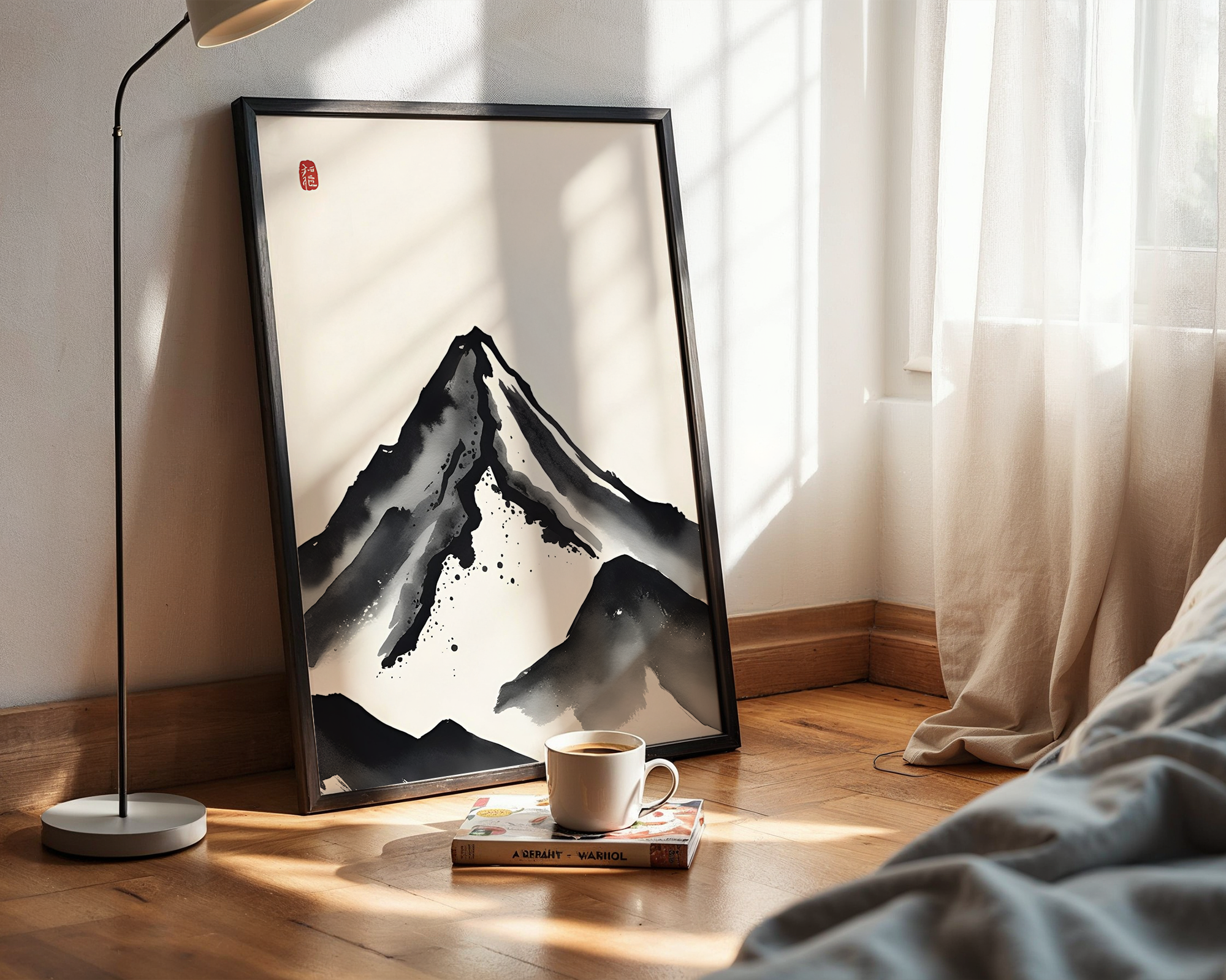 Sacred Silence – Japanese Mountain Framed Print for Calming Interior