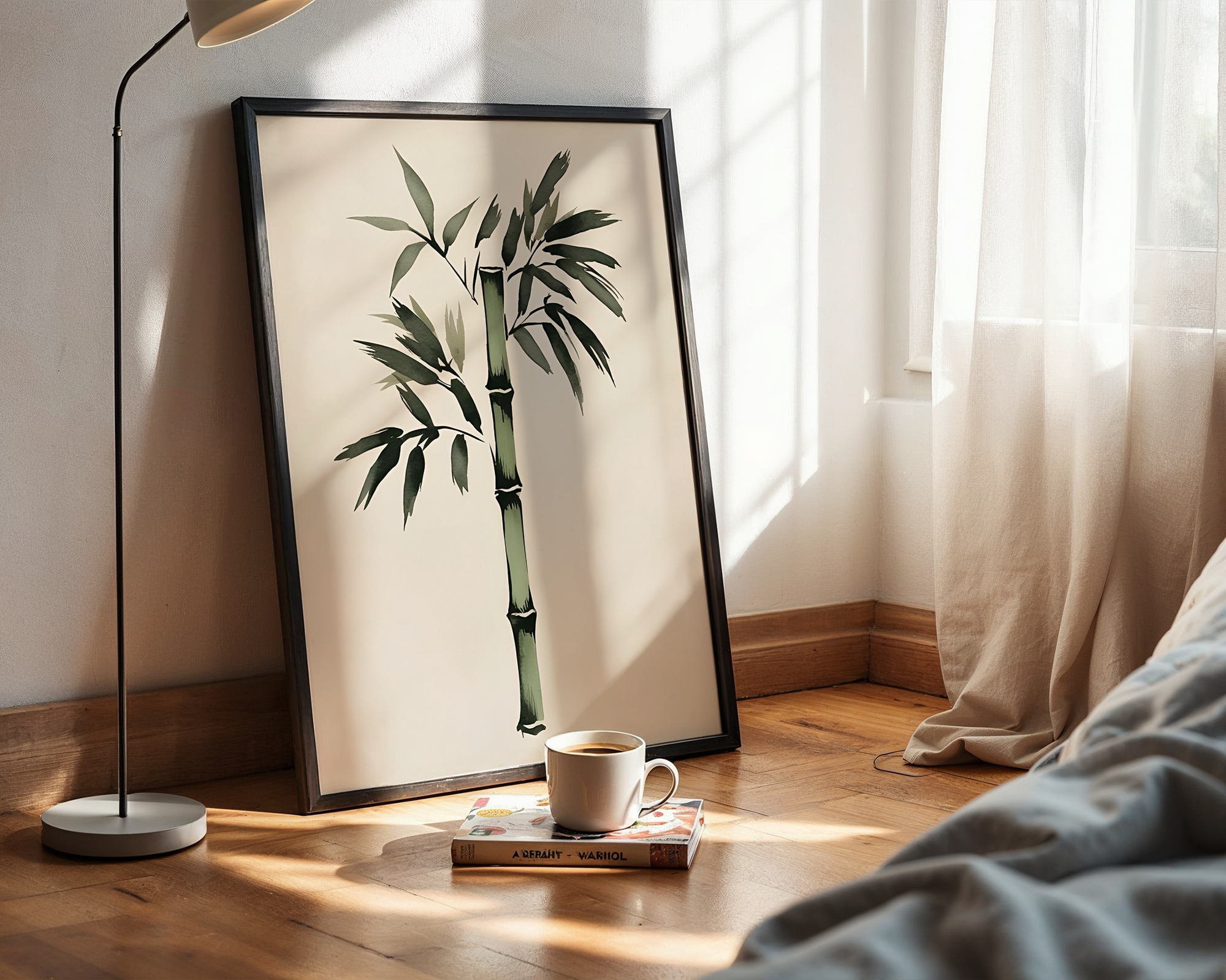 Bamboo Serenity – Minimalist Framed Botanical Print for Home Decor