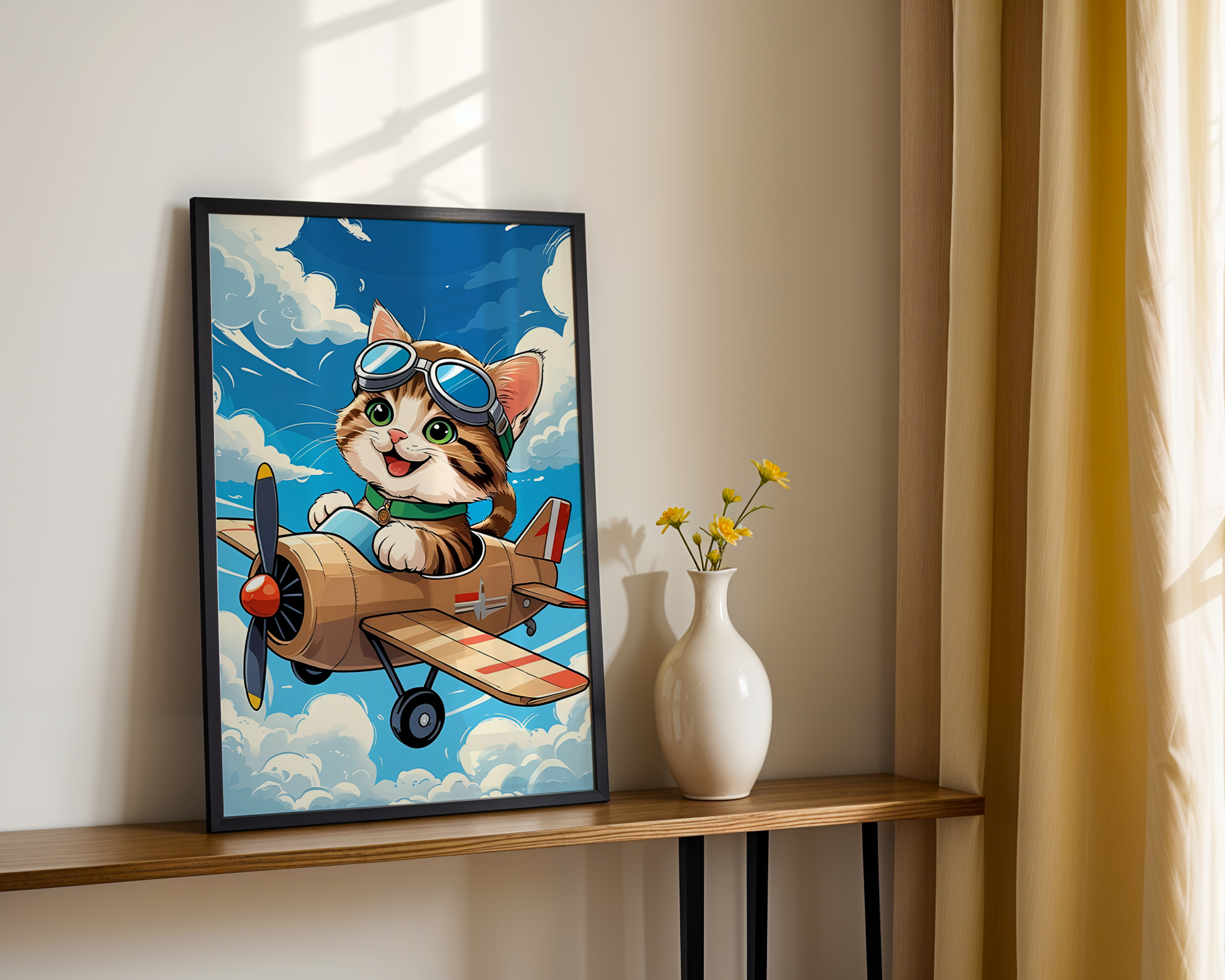 Sky Munchkin – Funny Flying Kitten Framed Poster