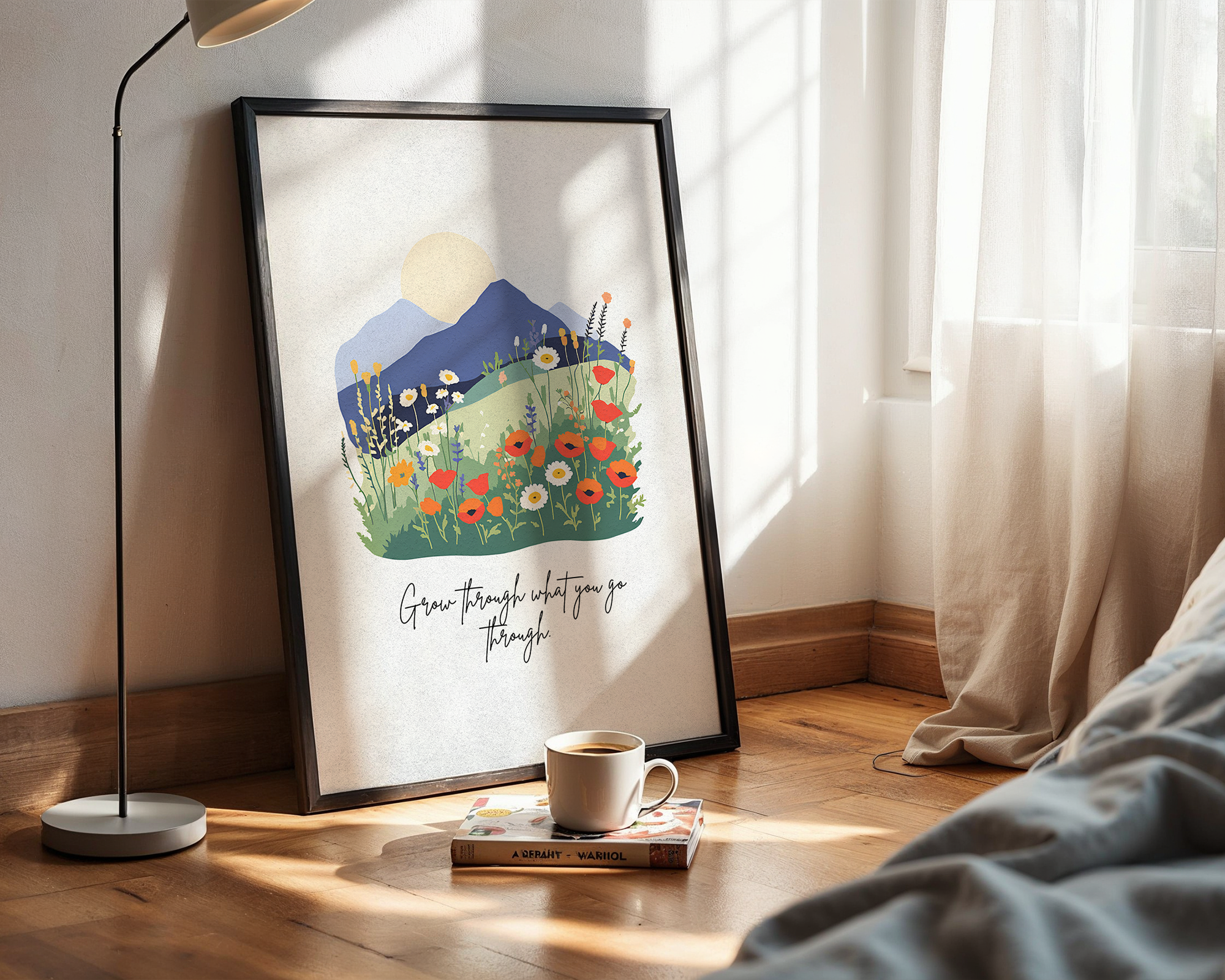 Grow Through What You Go Through - Minimalist Botanical Frame Art