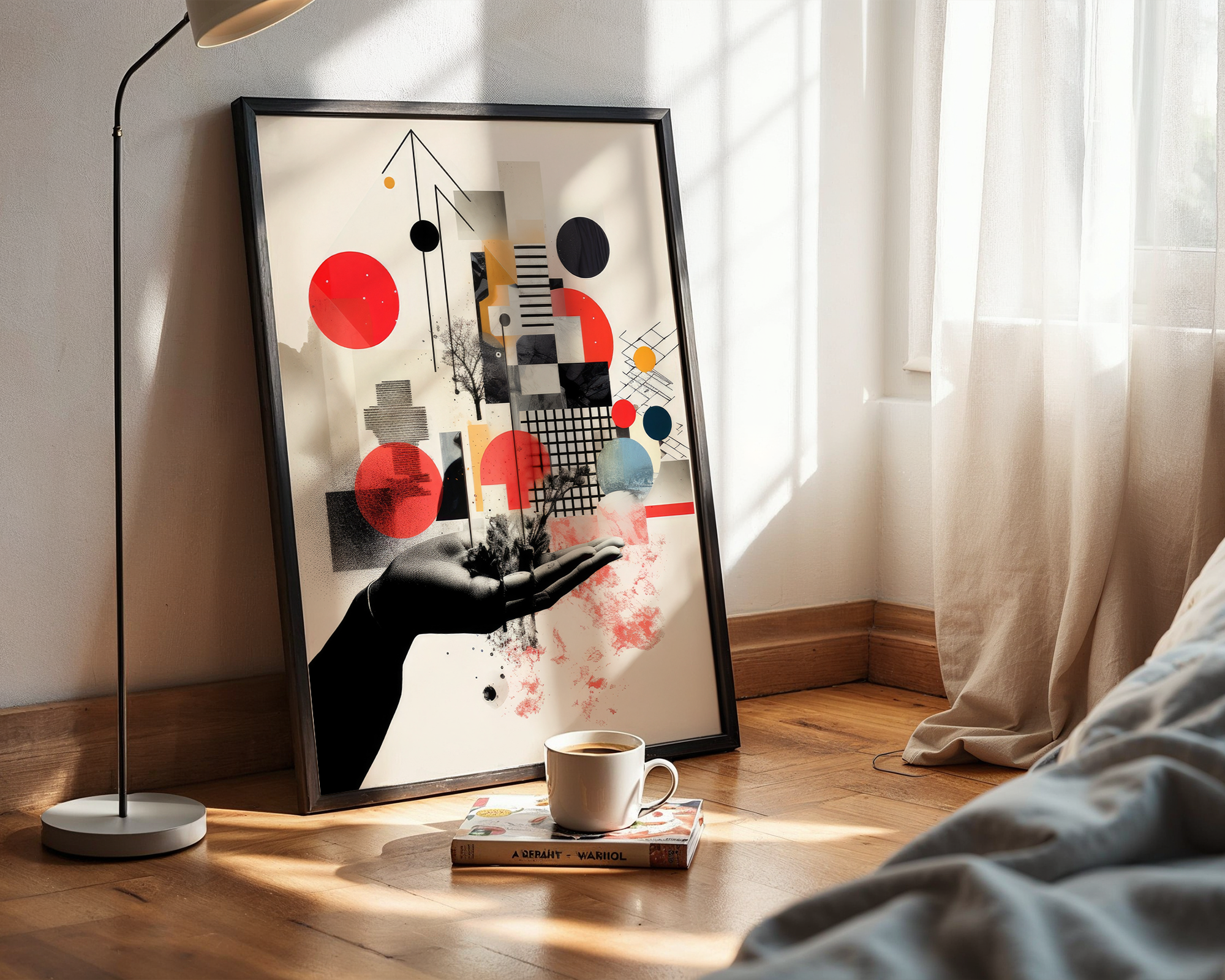 Geometric Abstract Bloom - Framed Art