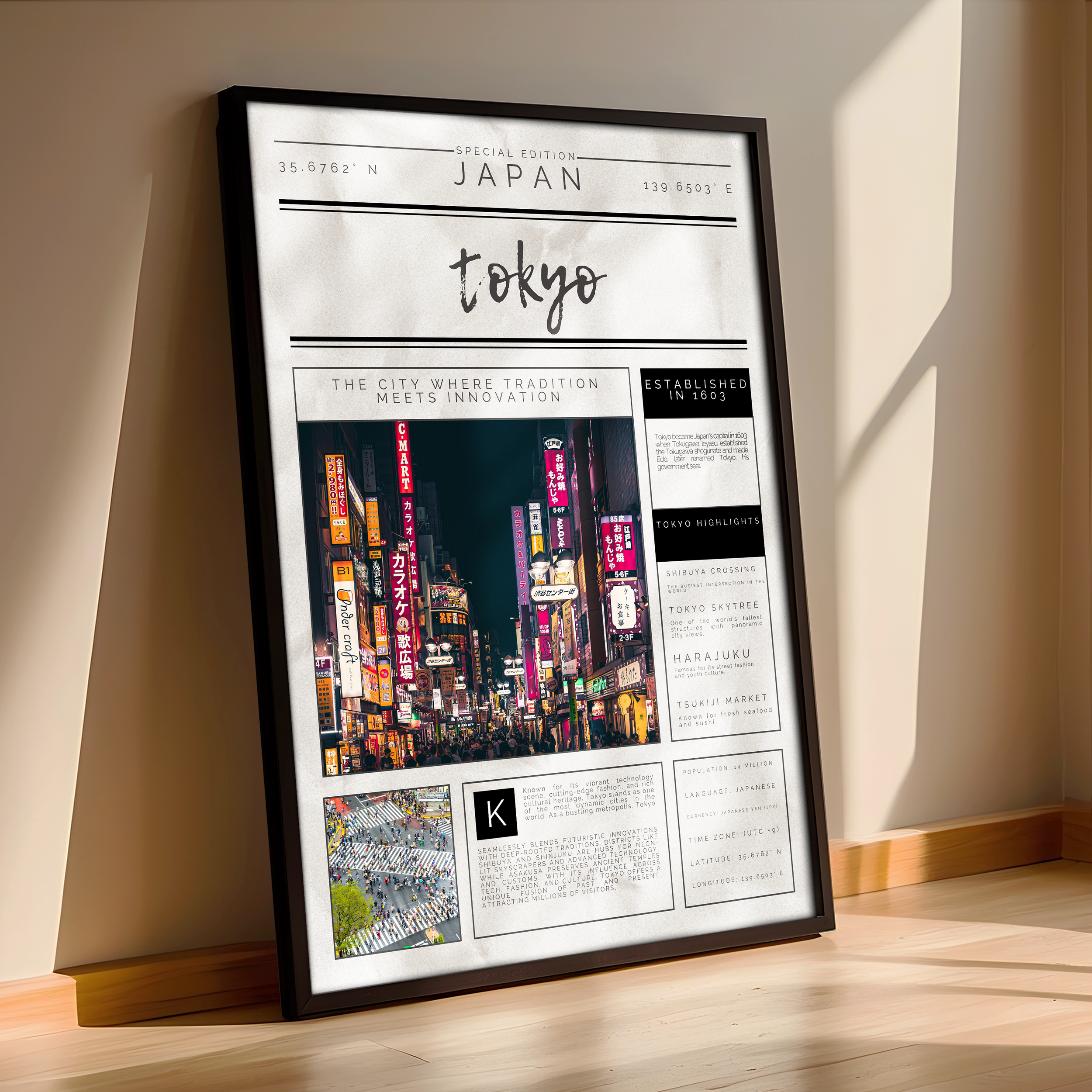 Framed Tokyo Poster - Timeless City Wall Art - Aesthetic Poster
