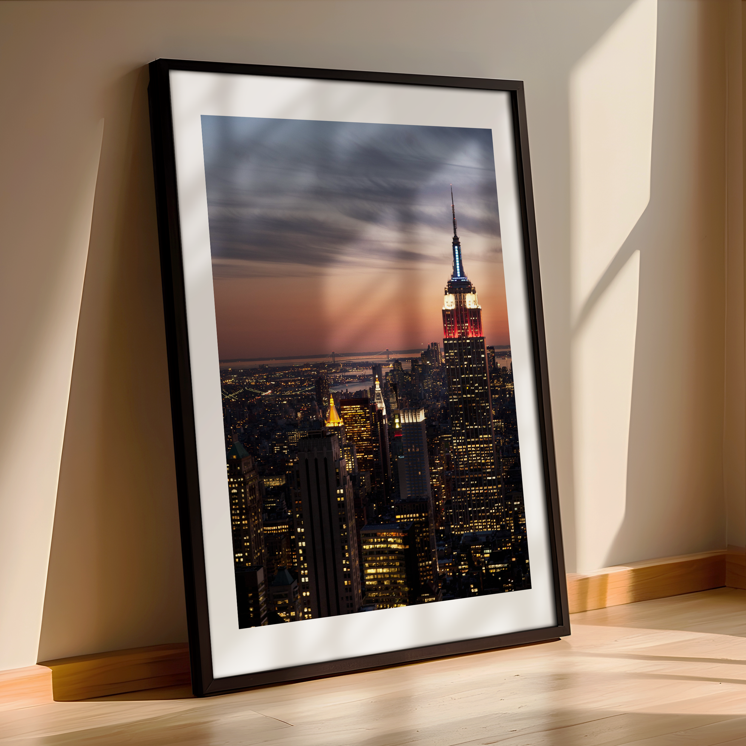 Empire State at Sunset – Framed NYC Skyline Print for Modern Wall Decor