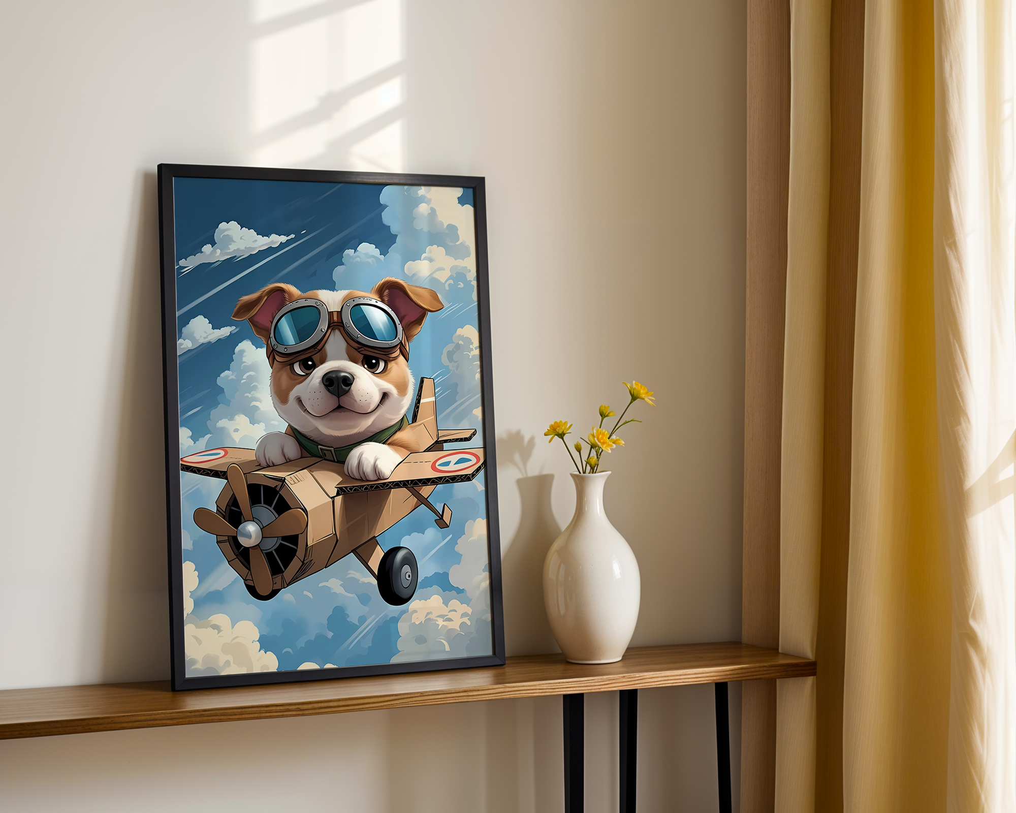 Sky Munchkin – Funny Flying Puppy Framed Poster