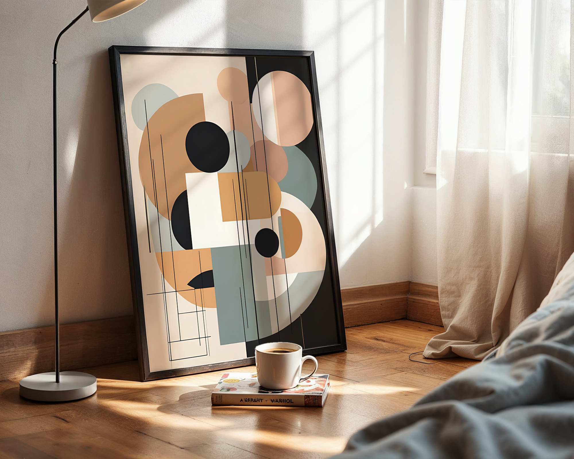 Urban Balance – Framed Mid-Century Modern Geometric Wall Art