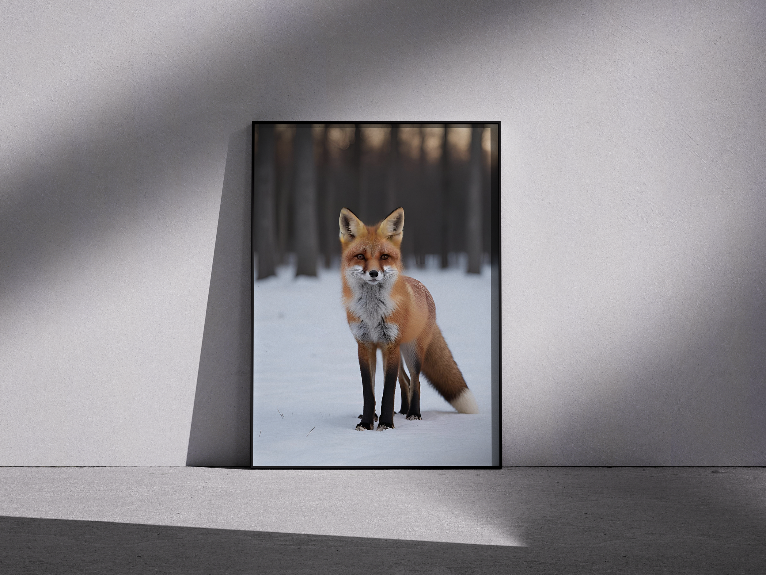 Grace in the Snow – Elegant Fox Print for Wildlife Enthusiasts