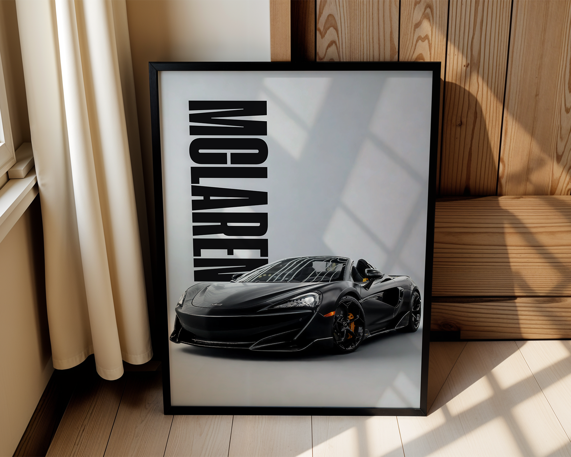 Framed Automotive Poster – Mclaren in Clean Studio Aesthetic